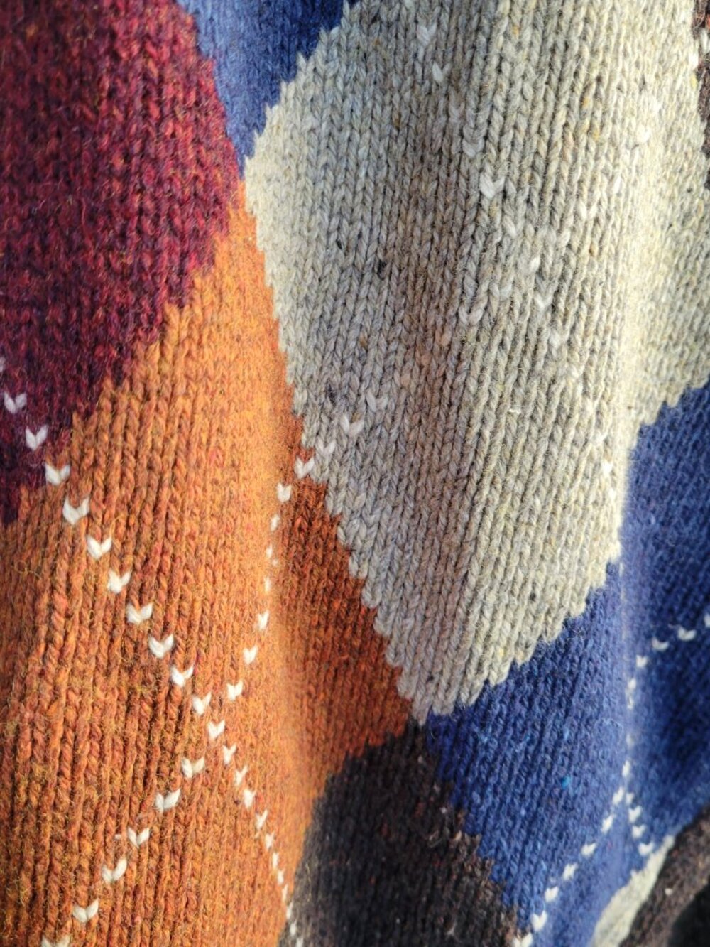Vintage Haggar Argyle Sweater Men’s L Lambswool Cotton Multicolor Crewneck - Picture 13 of 15